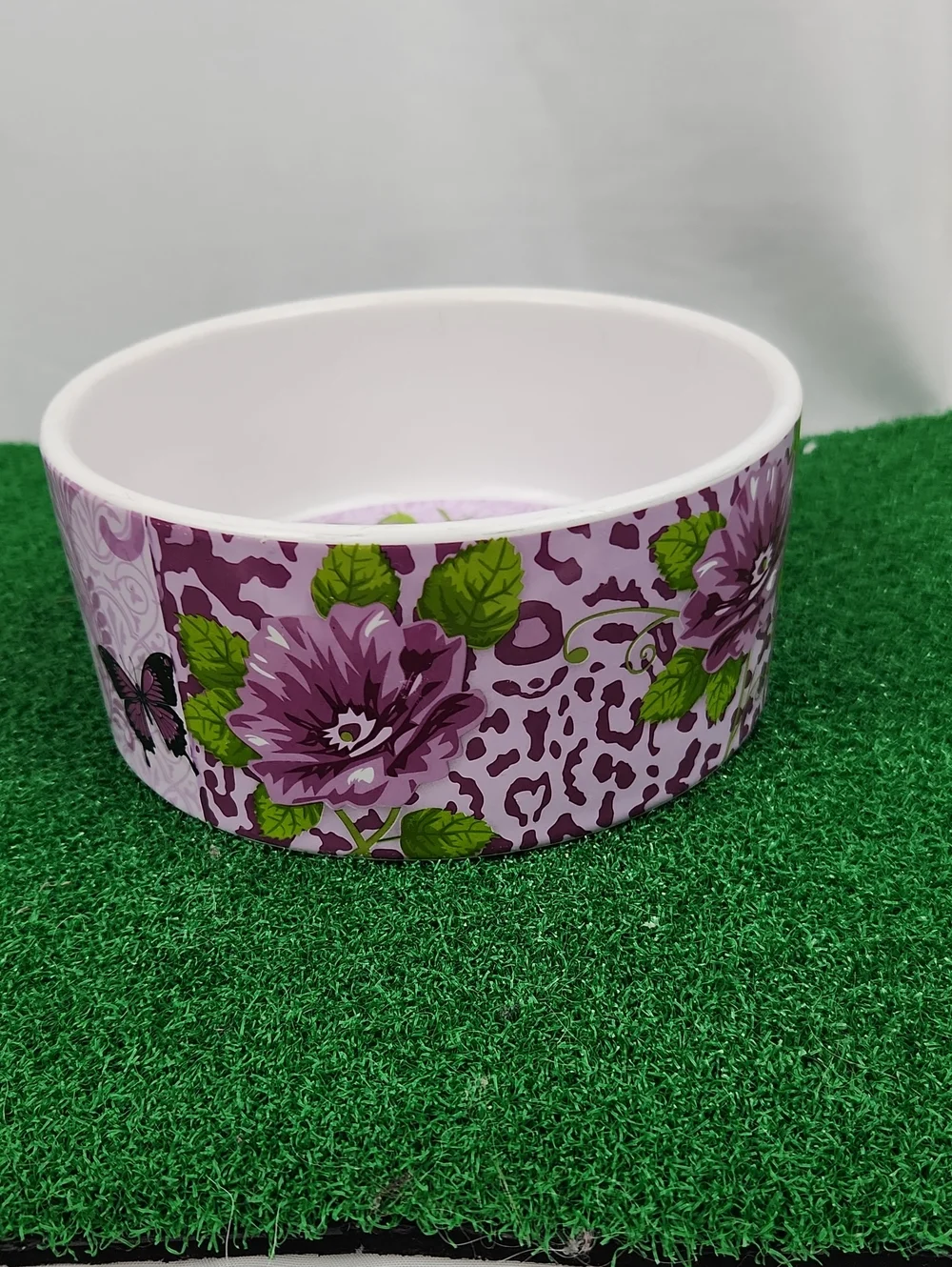 Debra Valencia Blue Harbor Ceramic Pet Bowl Purple Floral Lrg 6